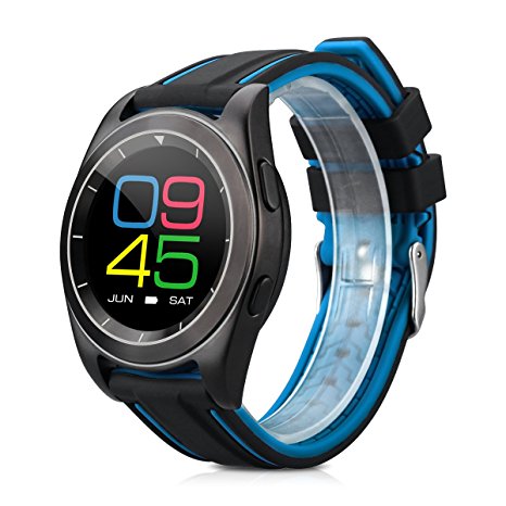 NO.1 G6 Bluetooth 4.0 PSG Heart Rate Monitor Sedentary Reminder Call/SMS Reminder Sport&Business Smart Watch (Black Blue TPU)