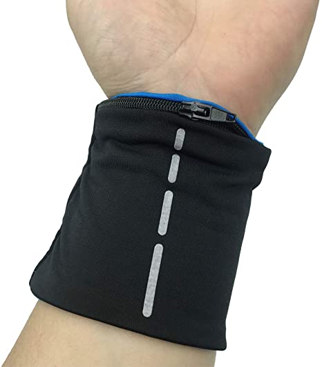 boshiho Unisex Zippered Wristband Pouch Runner’s Wrist Pocket Reversible Wrist Wallet