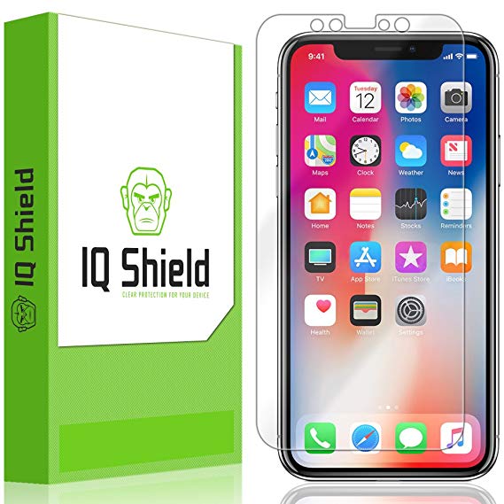 IQ Shield Screen Protector Compatible with Apple iPhone X (2-Pack)(Max Coverage) LiquidSkin Anti-Bubble Clear Film