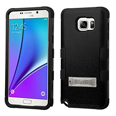 Galaxy Note 5 Case - TUFF Armor Defender Hybrid Case Protective Cover with Kickstand Armatus Gear [Free Stylus] For Samsung Galaxy Note 5 - Black / Black