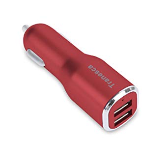 Tranesca 4.8A/24W 2 USB Port Car Charger Compatible with iPhone X 8 7 6S 6 Plus, 5 SE 5S 5 5C, Samsung Galaxy S9 S8 S7 S6 Edge, Note 8 4, LG G6 G5 V10 V20, HTC,Nexus, iPad Pro and More-Red