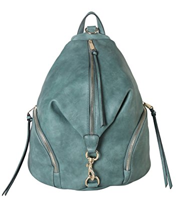 Diophy PU Leather Fashion Backpack with Zipper Pockets on Both Side Womens Purse Handbag AB-052