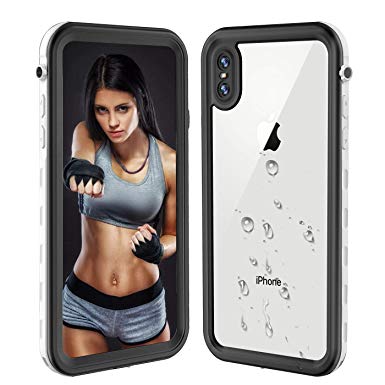 iPhone Xs Max Waterproof Case,Shockproof Snowproof Dustproof Built-in Screen Protector Full-Body Protective Waterproof Case iPhone Xs Max(6.5 inch) 2018 Release (Transparent White)