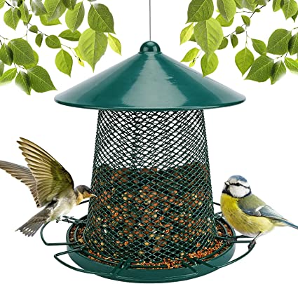 Bird Feeder, Wild Bird Feeder for Outside, Squirrel Proof Metal Bird Feeder 6 lbs Seed Capacity, Outdoor Hanging for Garden Yard，Easy to Clean