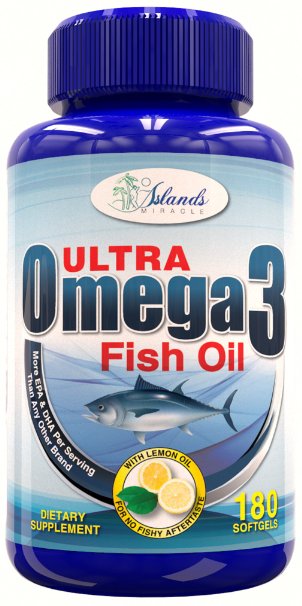 Fish Oil Omega 3 - Lemon Flavor No Fish Taste - 2600mg Fish Oil Per Serving w 1640mg Omega 3 Fatty Acids - 860 Mg EPA  650 Mg DHA - 180ct Softgels