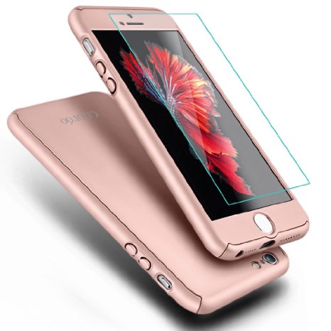 iPhone 5S Case,iPhone 5 Case, COOLQO&reg Full Body Coverage Ultra-thin Hard Hybrid Plastic with [Slim Tempered Glass Screen Protector] Protective Case Cover & Skin for Apple iPhone 5S/5 (Rose Gold)