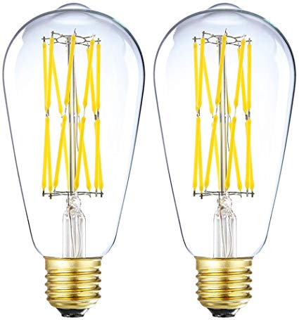 LEOOLS LED Vintage Bulb, 15W Dimmable Edison Filament Light Bulb, ST64 1300 Lumen Daylight 5000K, 100W-120W Incandescent Equivalent,E26 Medium Base Squirrel Cage Antique Lamp, Pack of 2