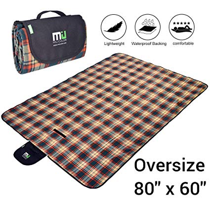 MIU COLOR Foldable Picnic Blanket Soft Plush Fleece Extra Large 78″x58″ Waterproof Picnic Mat Ground Cover - Multipurpose Indoor & Outdoor Blanket for Hiking, Camping, Festival, Park, Baby, Pet