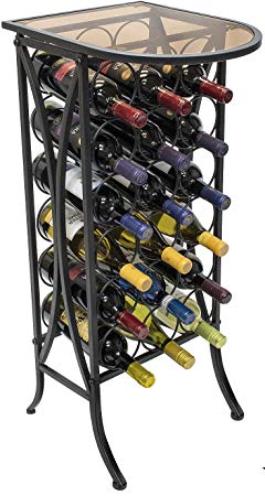 Sorbus Wine Rack Stand Bordeaux Chateau Style with Glass Table Top - Holds 18 Bottles of Your Favorite Wine - Elegant Looking French Style Wine Rack to Compliment Any Space (Wine Stand - 18 Bottles).