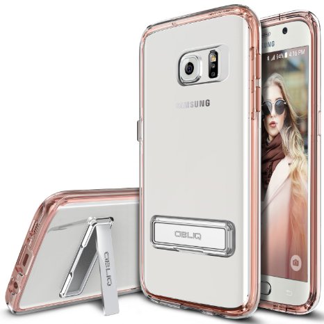 Galaxy S7 Case OBLIQ NaKED SHIELDRose GoldMetal Kickstand Slim Fit Crystal Clear Scratch Resist Heavy Duty Protection Dual Layer Case for Samsung Galaxy S72016