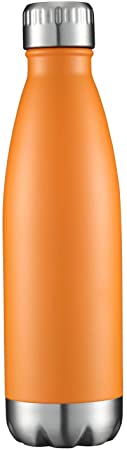 17oz Insulated Stainless Steel Hot Cold Water Bottle, Sports Fitness Double Walled Vacuum Reusable Beach Thermoses, Travel Metal Thermal Flask Leak Proof Gifts for Cycling (Cola Shape, Orange, 1 PC)