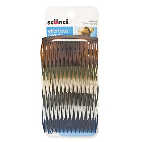 Scunci Effortless Beauty Side Hair Combs, Assorted 12 ea