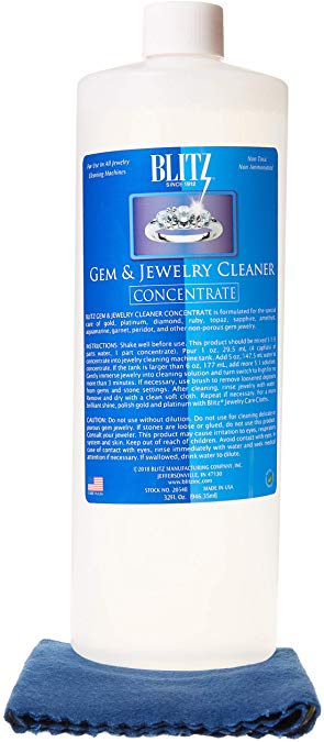 Blitz 32 Ounce Concentrated Jewelry Cleaning Solution   Free Cleaning Cloth