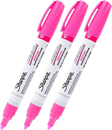 Sharpie Oil-Based Paint Marker, Medium Point, Pink Ink, Pack of 3