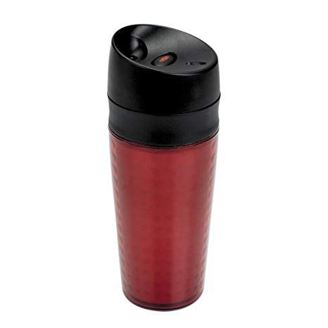 OXO Good Grips Plastic LiquiSeal Travel Mug, 13 Ounce, Textured Red