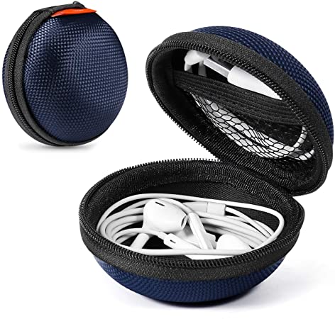 2 Packs Hard Earphone Case Headphone Organizer - Shockproof Mini Earbud Carrying Case for AirPods - High Protection Small EVA Storage Pouch Bluetooth Earpiece Bag - Lightweight Coin Purse (Grey Blue)