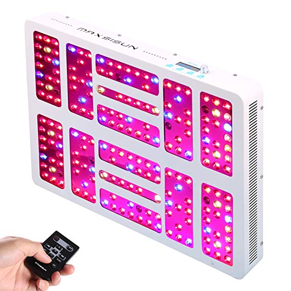 MAXSISUN Timer Control 1000W LED Grow Light 12-band Dimmable Full Spectrum for Indoor Hydroponics Plants Veg and Flowering