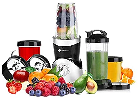 PureMate 380W Nutrition Smoothie Maker | Juicer and Food Processor Fitness Blender Machine | Power Grinder with Stainless Steel Blades