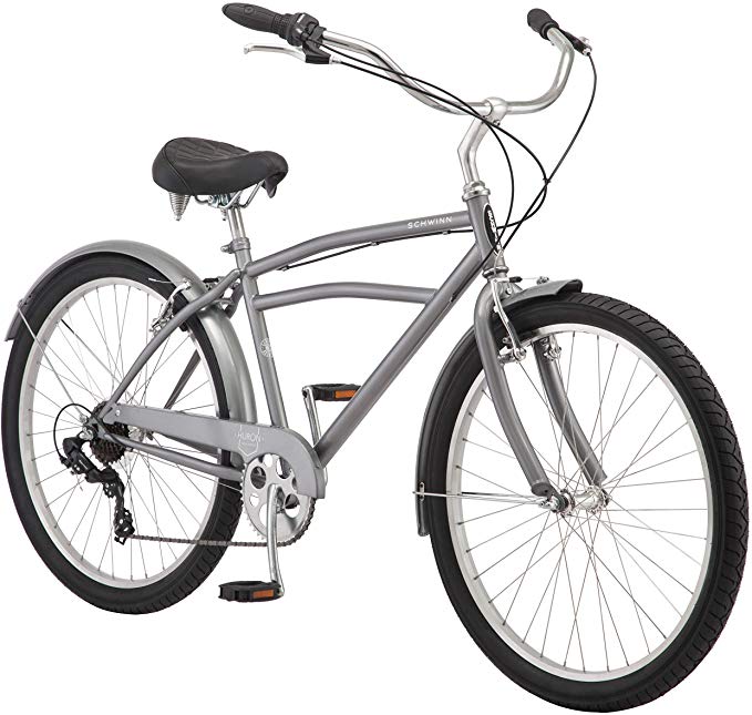 Schwinn Huron and Mikko Adult Beach Cruiser Bike, Featuring 17-Inch/Medium Steel Step-Over Frames, 1-3-7-Speed Drivetrains