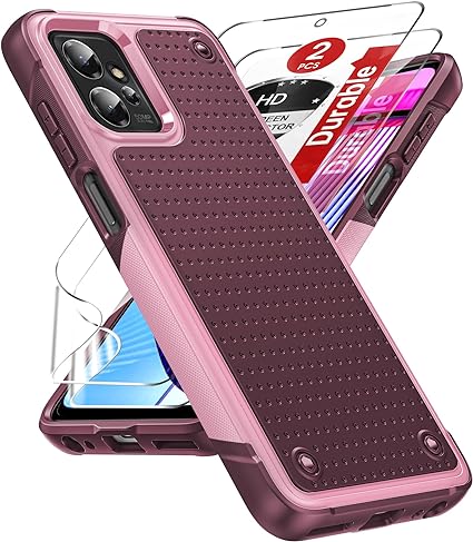 LeYi for Moto G-Power-5G 2023 Case (XT2311): Moto G Power Case with HD Screen Protectors, Dual Layer Protective PC Back & Soft Bumper Resilient Shock Absorb Case for Motorola G Power 2023, Red Pink