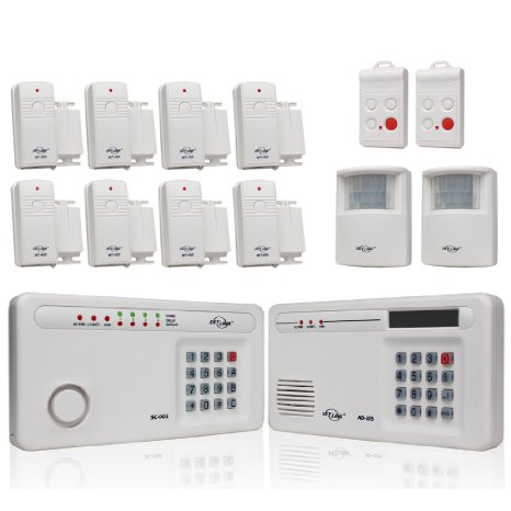 Skylink SC-2200 Wireless Security System with Emergency Dialer 2 Motion Sensors 2 Keyfobs and 8 Window and Door Sensors