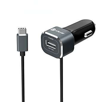 USB C Car Charger, iClever BoostDrive 27W Dual Car Charger, Build-in Type C and SmartID Port