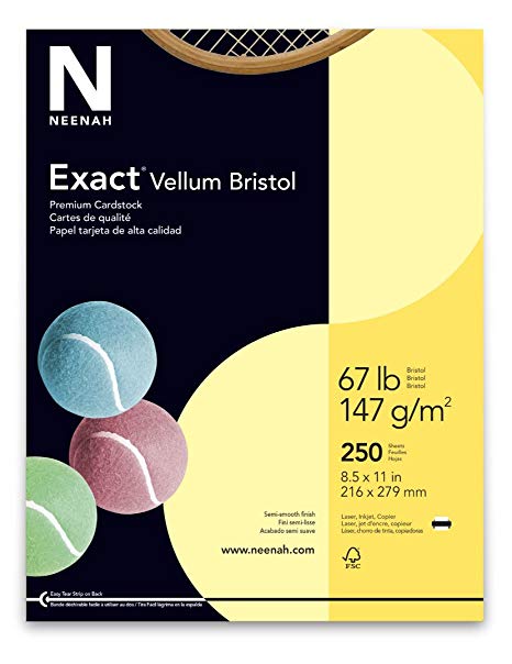 Exact Vellum Bristol, 8.5" x 11", 67 lb/147 gsm, Yellow, 250 Sheets (81338)
