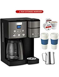 Cuisinart SS-15 12-Cup Coffee Maker and Single-Serve Brewer (Black), Stainless with K Cups, Carafe, to Go Cups and Extended Warranty