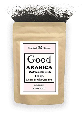 "GOOD" Arabica Coffee Scrubs Powder With Organic Herbs Are Great Body Scrubs for Reducing Cellulite and Stretch Marks 100% Natural 3.5 OZ, 100 G.(Best Rated Ingredient for DIY Skin Care Recipes).
