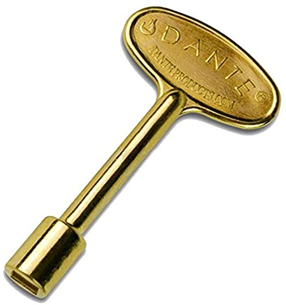 Dante Products Universal Gas Valve Key, 3-Inch, Polished Brass