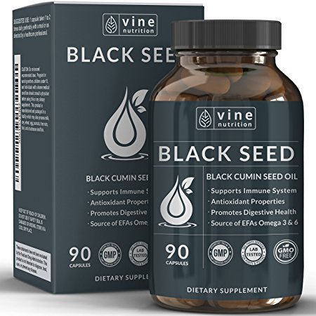 Black Seed Oil Capsules Softgels - Nigella Sativa - Immune System Support | Cold Pressed Antioxidant Vegetarian Black Cumin Supplement | 500MG Made In The USA By Vine Nutrition