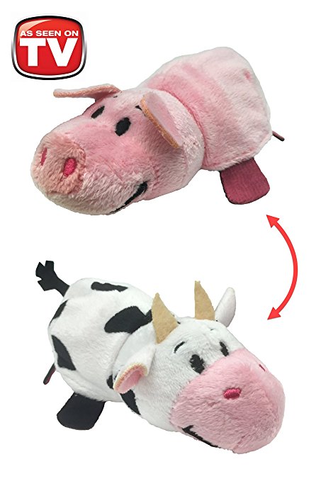 FlipaZoo's Little FlipZee 5" Pocket Size Plush Figure - Pig Transforming To Cow (the Toy That Flips For You)