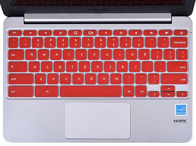 Keyboard Protector Cover for ASUS C200 C200MA C201 C201PA C202SA ChromeBook 11.6 Inch Laptop US Version (Red)