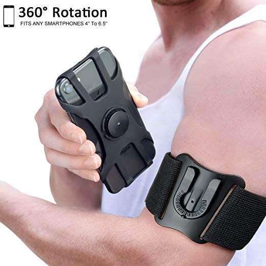 Detachable Phone Holder, Acokki Armband for Running Hiking Workout, 360° Rotatable Cellphone Sweatproof Arm Band Compatible with iPhone Samsung