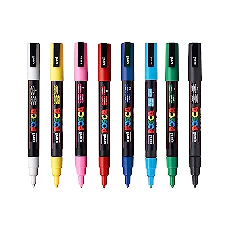 Uni Marker Posca Paint Pen, Fine Point, Set of 8 Natural Color PC-3M8C
