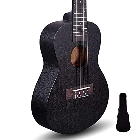 Kadence Black Ukulele Mahagony wood Concert Size 24inch Fluorocarbon String with Bag