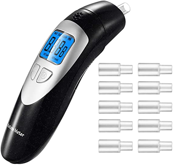 Ketone Meter, Professional Portable Digital Ketone Breath Analyzer for Ketogenic diet with 10 Mouthpieces