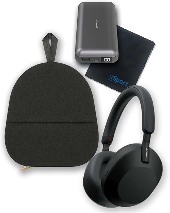 Sony WH-1000XM5 Wireless Noise Cancelling Over Ear Headphone Bundle with gSport Accessory Kit (Black)