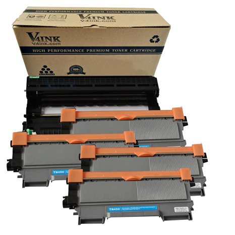 V4INK Compatible Brother DR420 Drum Unit and TN450 TN420 Toner Cartridge Black High Yield for HL-2270dw HL-2280dw MFC-7365dn DCP-7060D IntelliFAX-2840 Printer Series (3Toner   1Drum)
