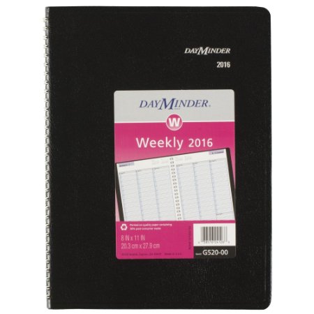 DayMinder Weekly Planner 2016 Wirebound 8 x 11 Inches Page Size Black G520-00-16