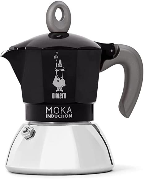 Bialetti New Moka Induction Induction Coffee Maker, 2 Cups, 90 milliliters, Aluminium, Black