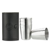Savage Shot Glasses 188 Stainless Steel with Black Leather Case 12oz Each Set of 4