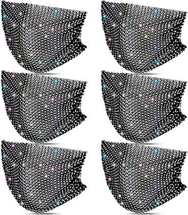 Nuanchu 6 Pieces Shiny Rhinestone Mesh Face Covering Glittery Crystal Mesh Masquerade for Women Girls Party Jewelry