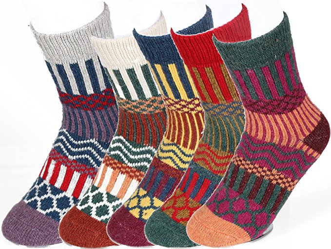 Jiye Women's Multi Color Wool Winter Socks(Pack of 5)