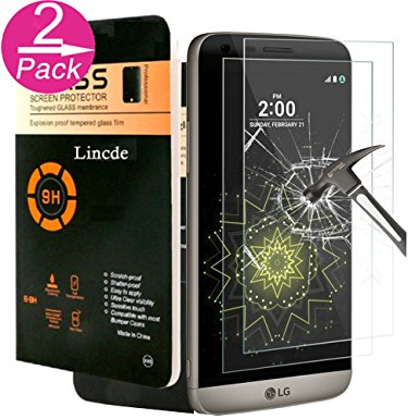 LG G5 Screen Protector,LG G5 Screen Protector Glass,Linycase 2 Pack[Ultra Clear][9H Hardness][Anti-Scratch] Tempered Glass Screen Protector LG G5