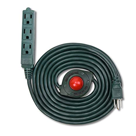 Electes 8 Feet 3 Grounded Outlets Extension Cord with Hand/Foot Switch and Light Indicator, 16/3, Green, UL Listed (1)