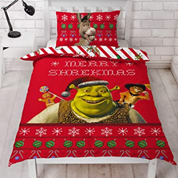 Character World Shrek Merry Single Duvet Cover and Pillowcase Set