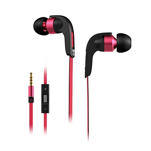 Earbuds, Headphones Premium [Noise Isolating] Wired Headset with Mic Stereo Earphones, -Made for iPhone | iPod | iPad | Android Smartphone | MP3 Players(Black&red)
