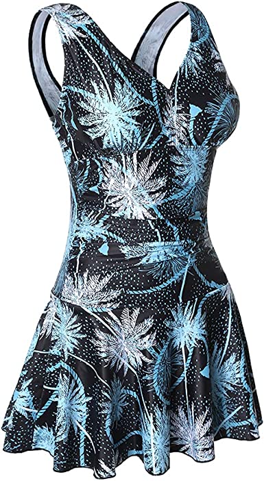 MiYang Women's Plus-Size Flower Printing Shaping Body One Piece Swim Dresses Swimsuit