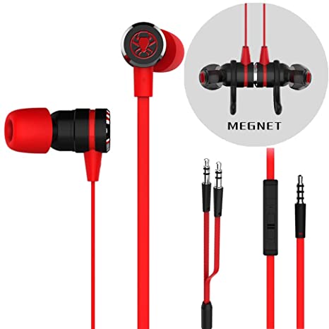 Granvela G20 Wired Gaming Earbuds,HD Noise Isolation in Ear Gaming Earphones with Mic,3.5mm Jack for PC, Xbox and PS4. Cable Length 2.2m-Red